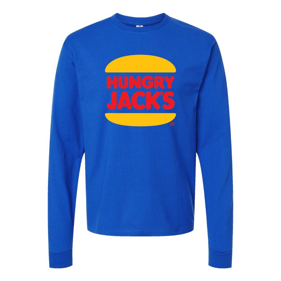 Men's Logo-Hungry-Jacks-1536x864 Long sleeves Cotton Blend T-Shirt - Blue