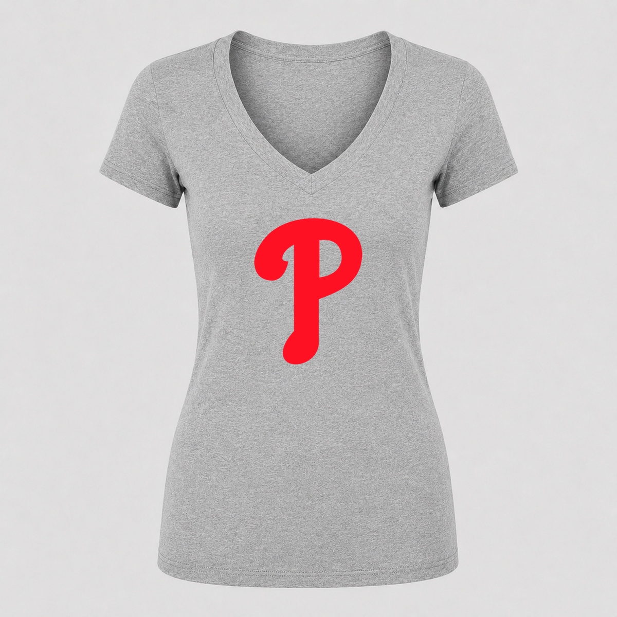 Women's Philadelphia Phillies V Neck T-Shirt in gray