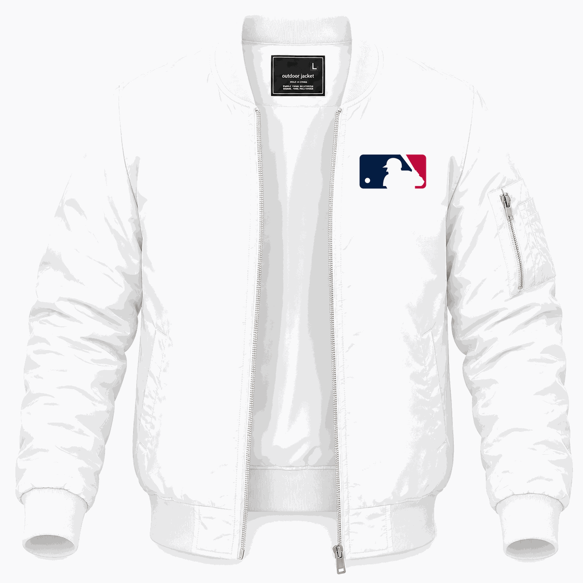 Men's Major League Baseball logo Lightweight Bomber Jacket - White