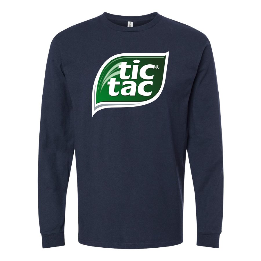 Men's Tic Tac logo PNG1 Long sleeves Cotton Blend T-Shirt - Navy