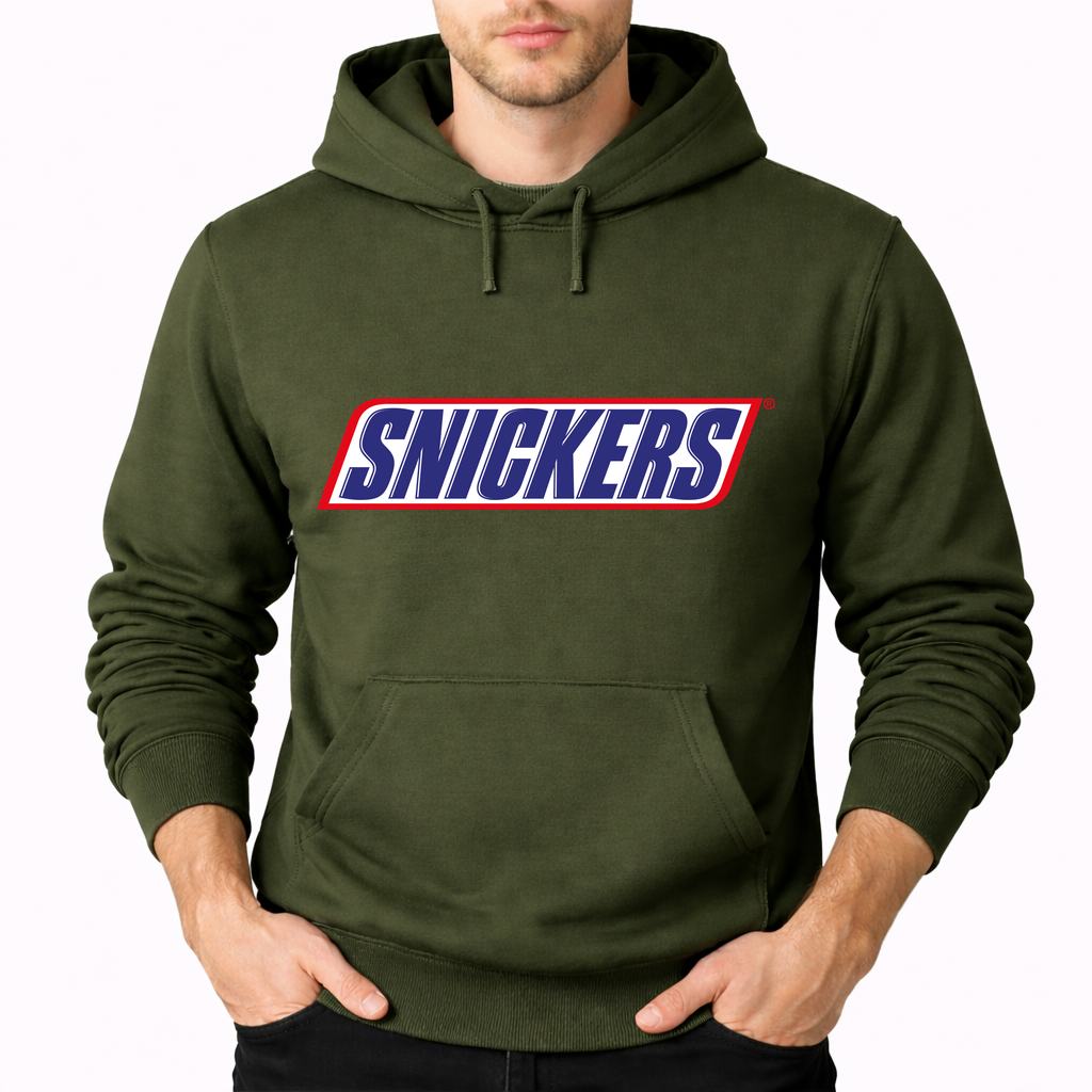 Men's Snickers Food Pullover Hoodie - Army Green