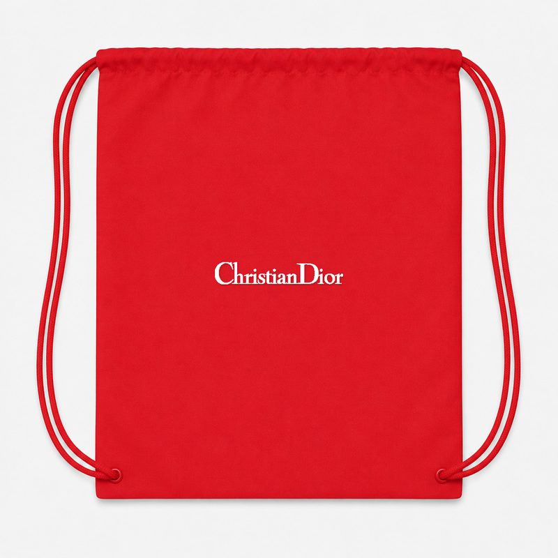 Dior White Alternate Drawstring Bag - Red