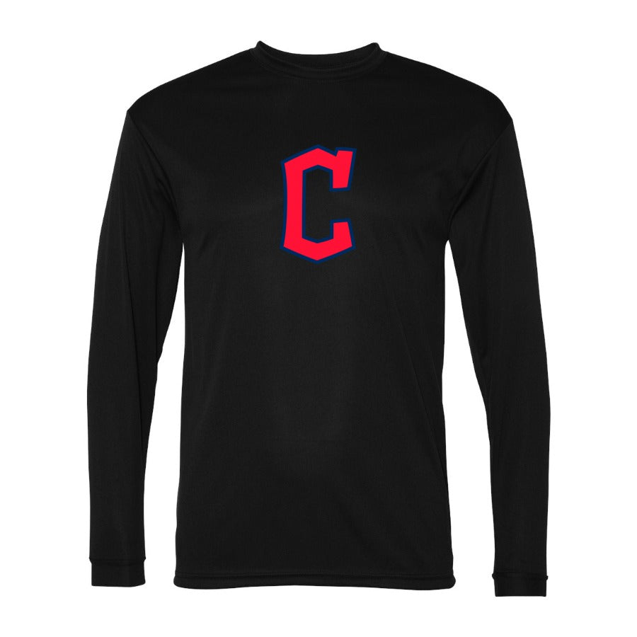 Men's Cleveland Guardians Polyester Long Sleeve T-Shirt - Black