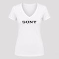 Women's Sony Black Design V Neck T-Shirt in white