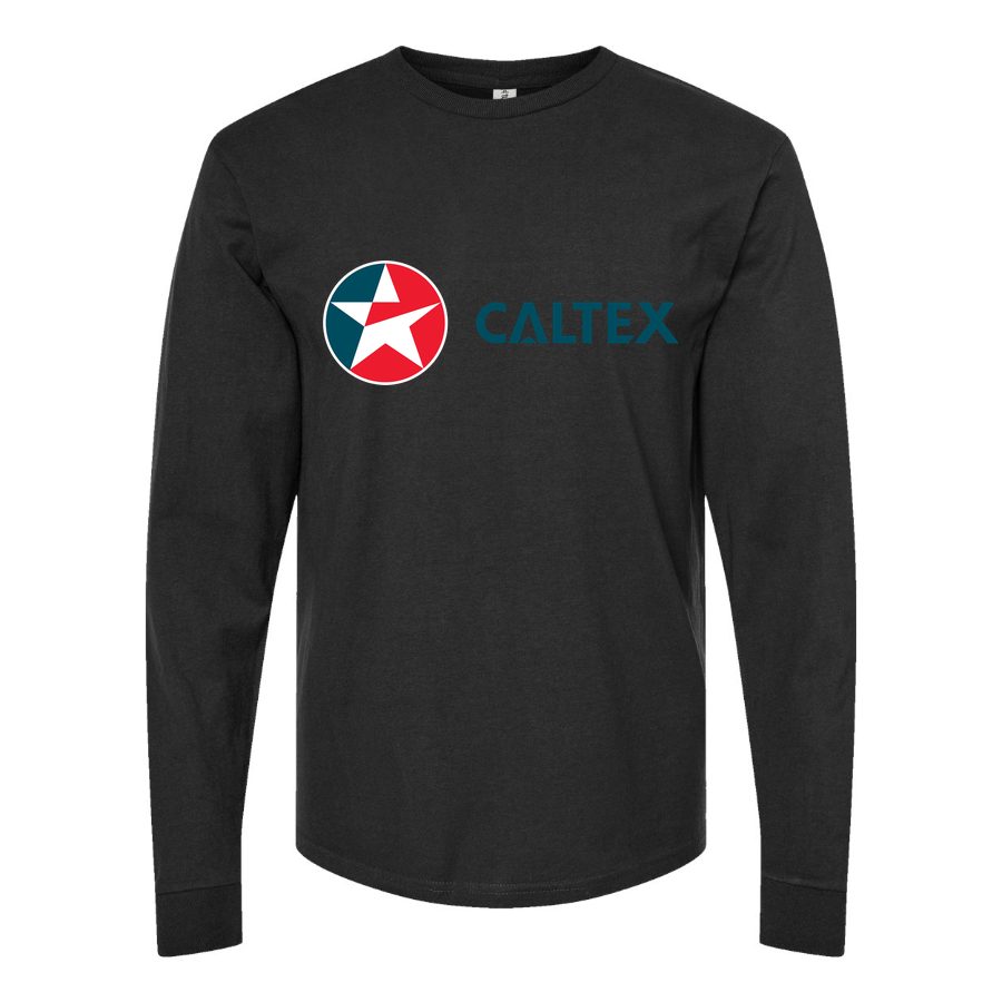 Men's Caltex-Logo Long sleeves Cotton Blend T-Shirt - Black