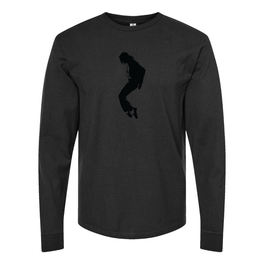 Men's Michael-Jackson-Logo-768x432 Long sleeves Cotton Blend T-Shirt - Black