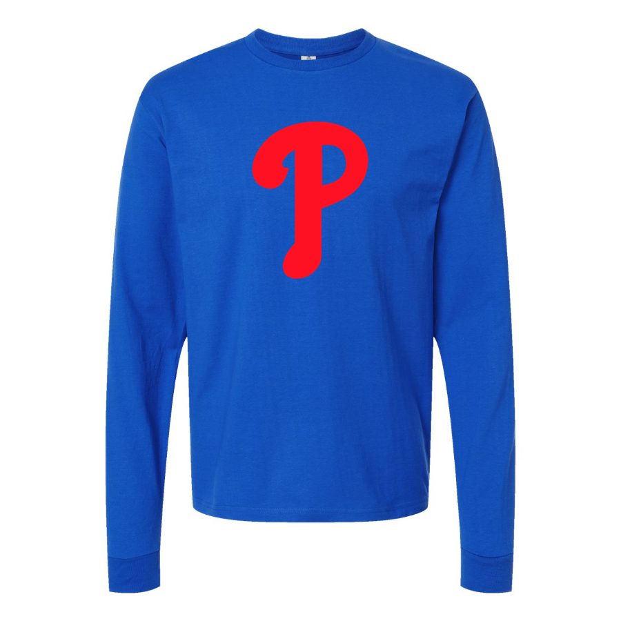 Men's Philadelphia Phillies Long sleeves Cotton Blend T-Shirt - Blue