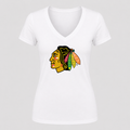 Women's Chicago Blackhawks V Neck T-Shirt in white