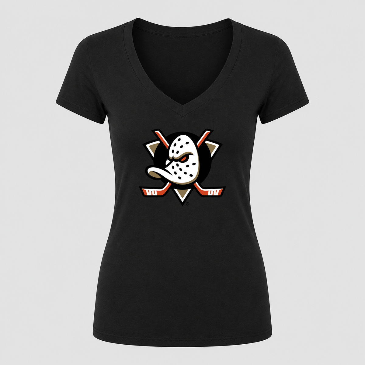 Women's Anaheim Ducks V Neck T-Shirt in black
