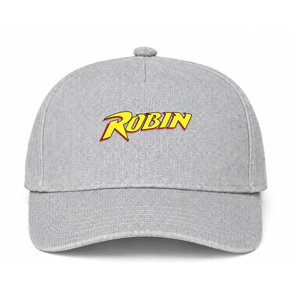 Robin Logo Gray Dad Baseball Cap Hat
