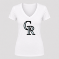 Women's Colorado Rockies V Neck T-Shirt in white