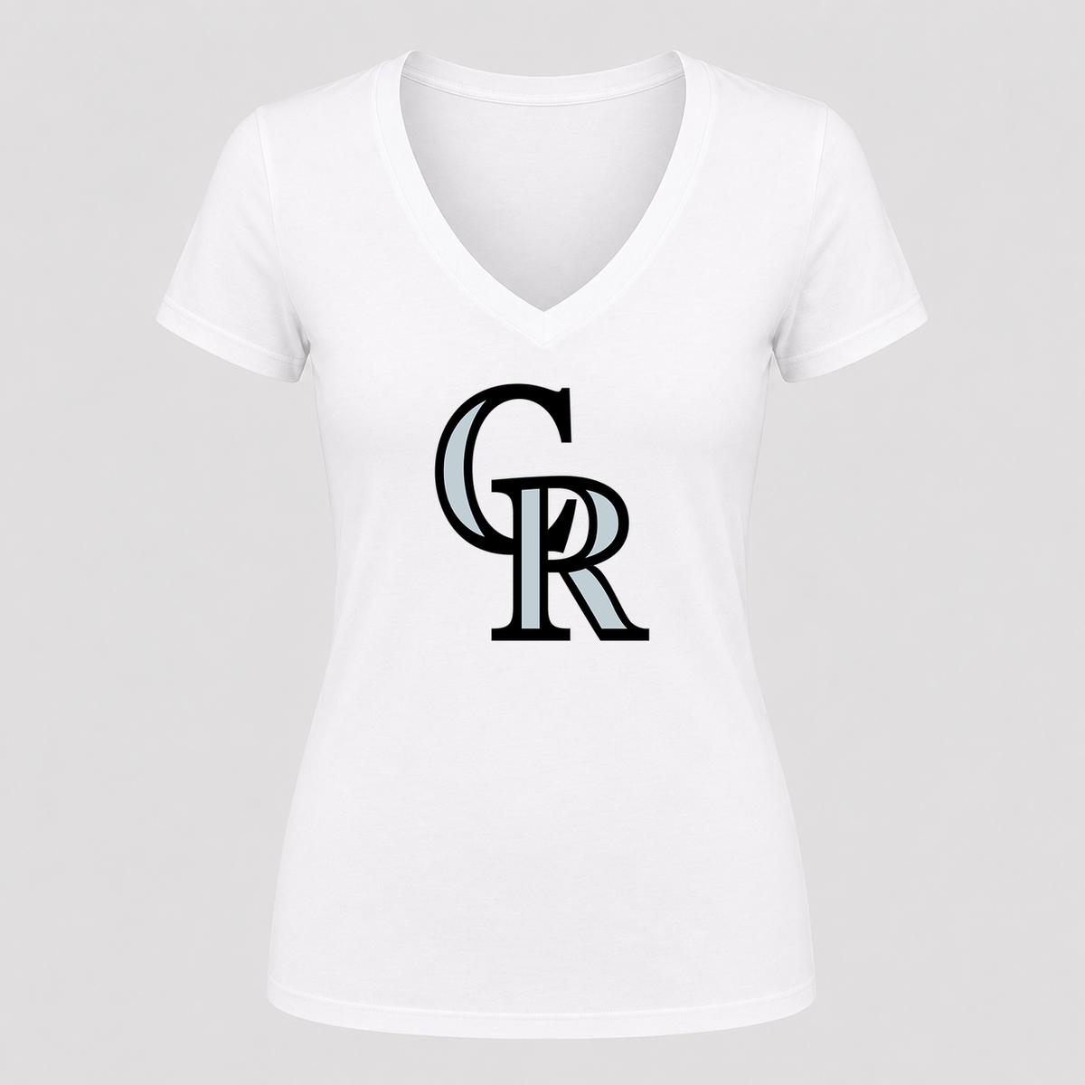 Women's Colorado Rockies V Neck T-Shirt in white