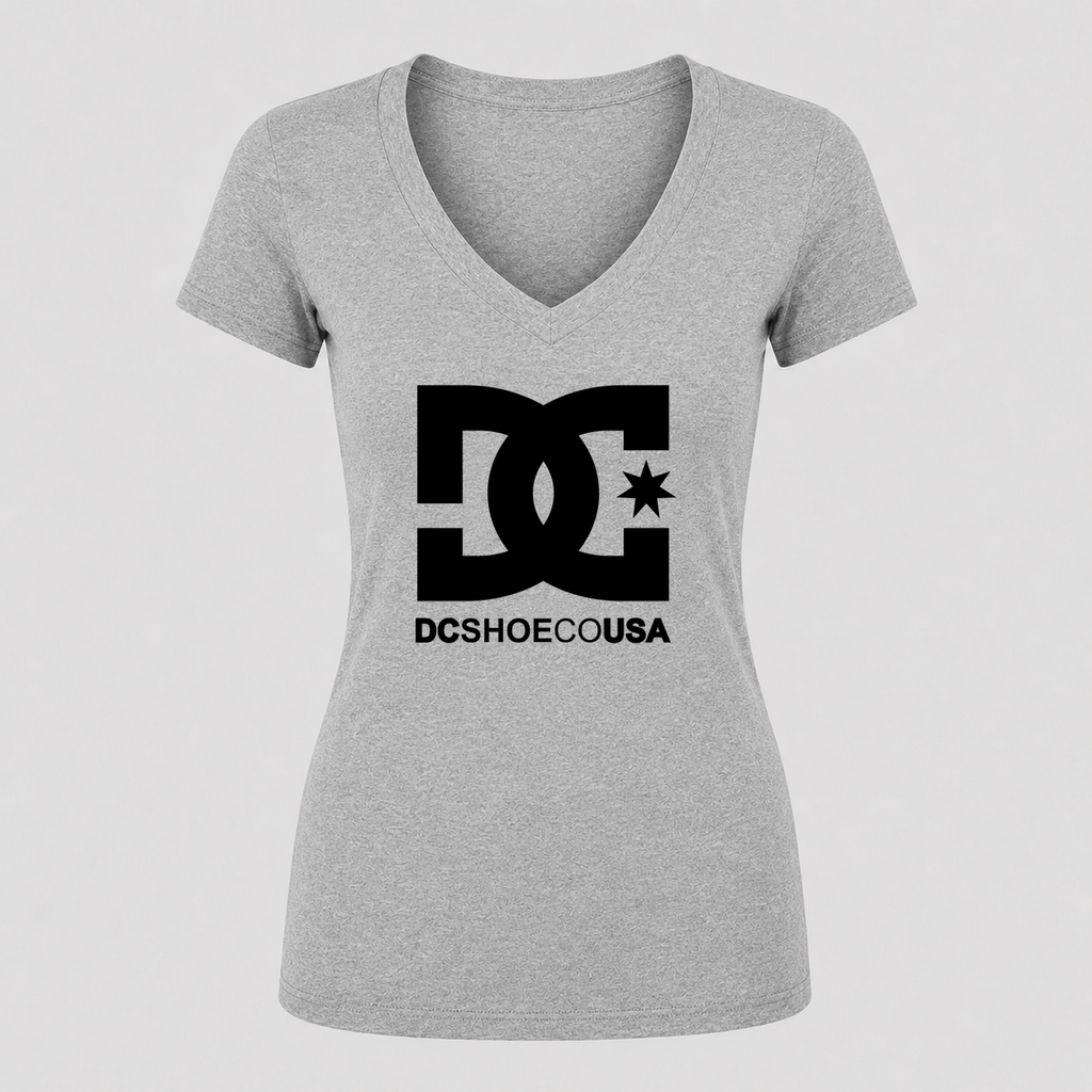 Women's DC V Neck T-Shirt in gray