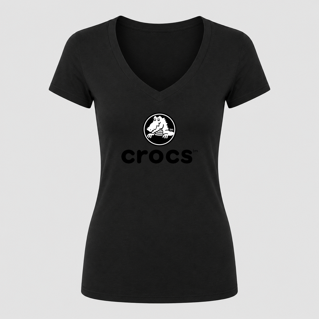 Women's Crocs V Neck T-Shirt in black