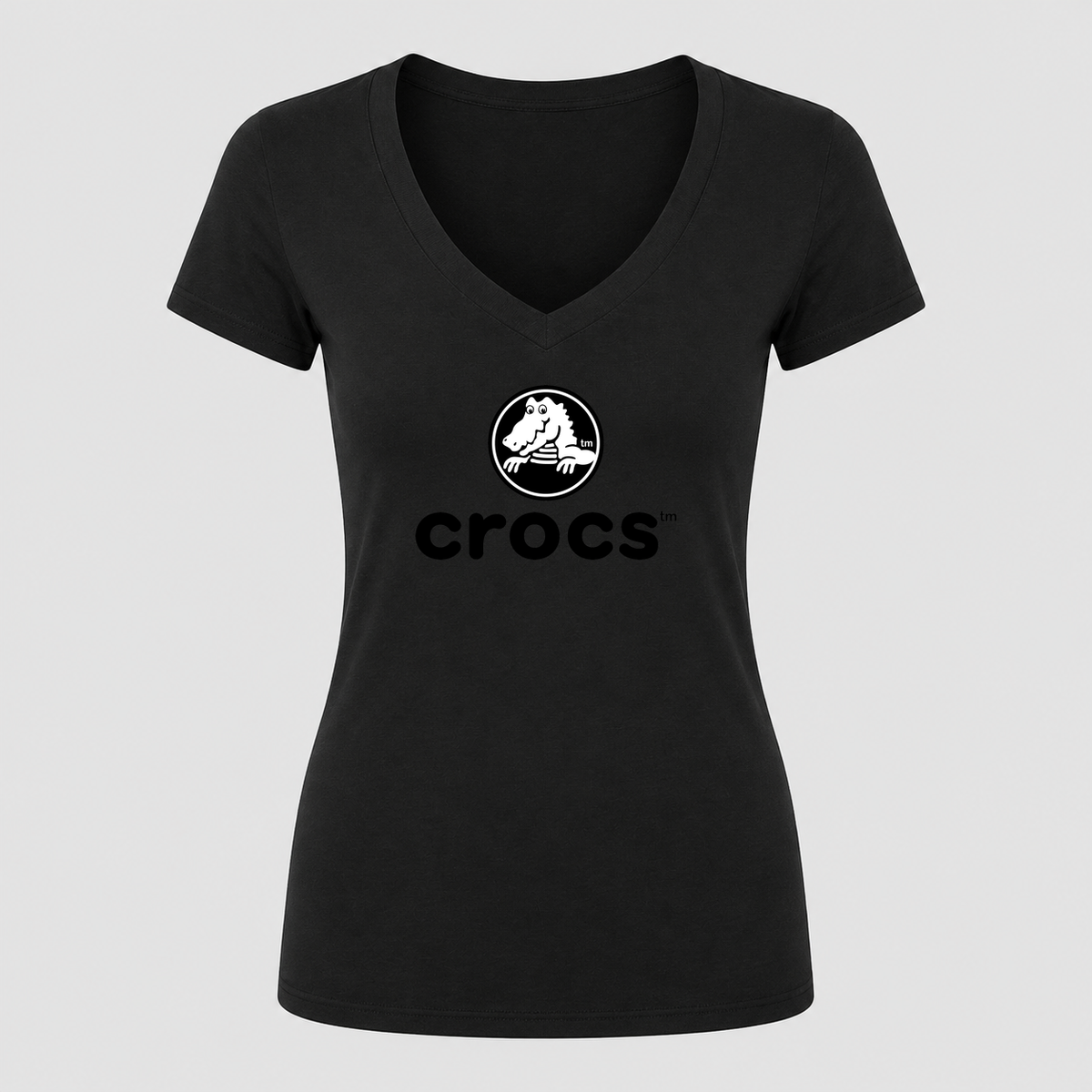 Women's Crocs V Neck T-Shirt in black