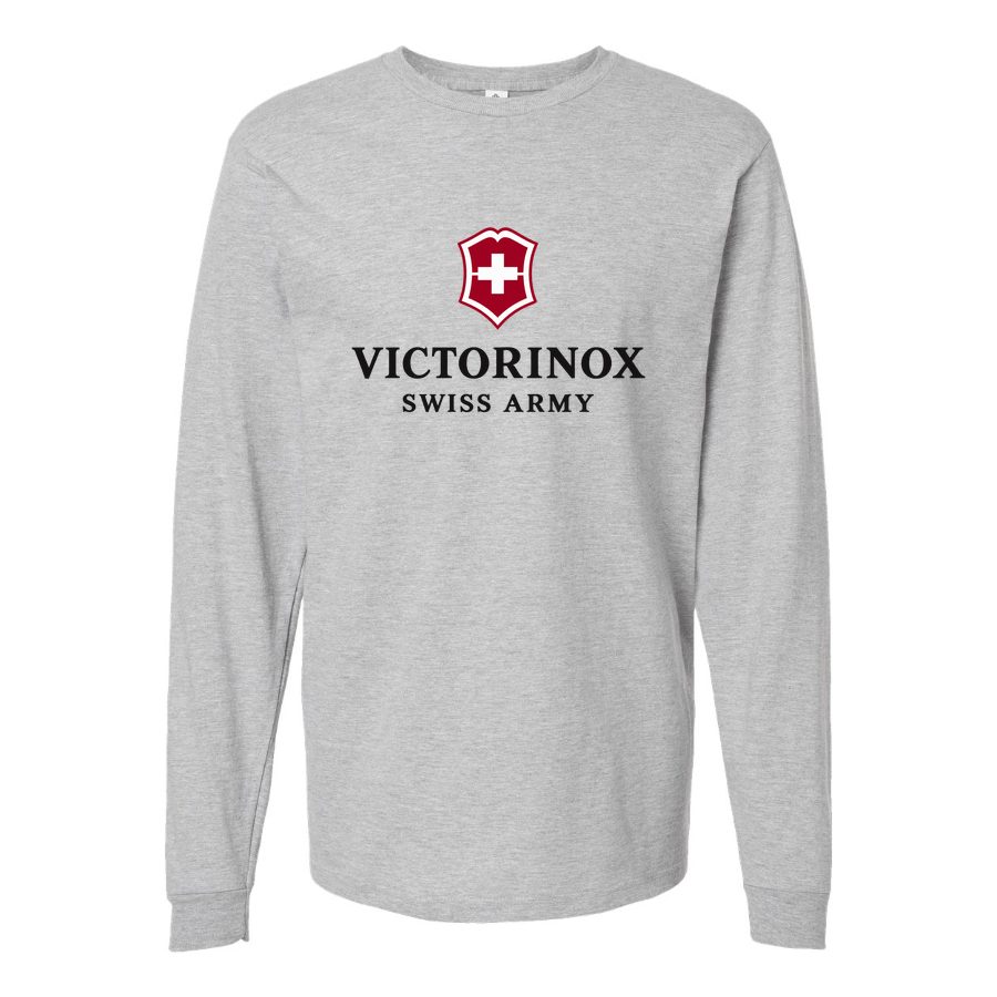 Men's Victorinox Swiss Army Long sleeves Cotton Blend T-Shirt - Gray