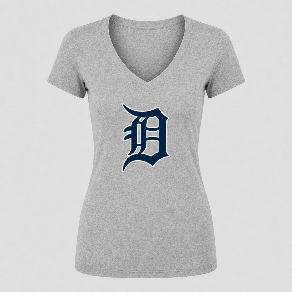 Women's Detroit Tigers V Neck T-Shirt in gray