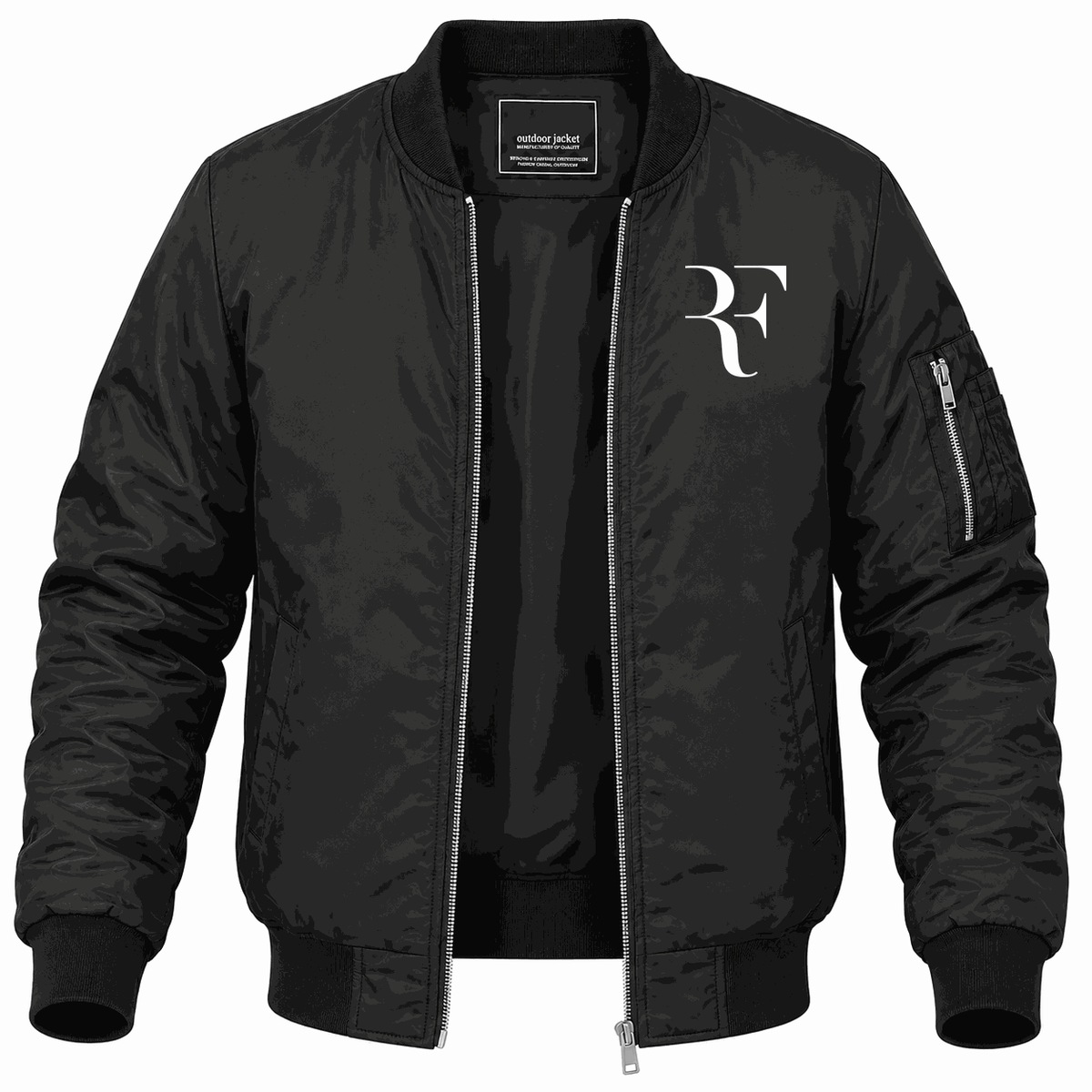 Men's Roger Federer logo white Lightweight Bomber Jacket - Black
