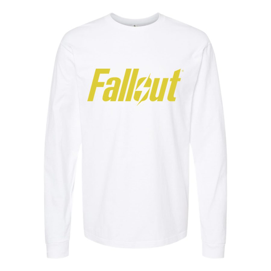 Men's Fallout logo Long sleeves Cotton Blend T-Shirt - White
