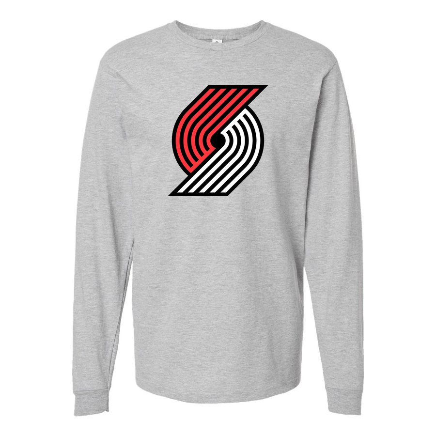 Men's Portland Trail Blazers Long sleeves Cotton Blend T-Shirt - Gray