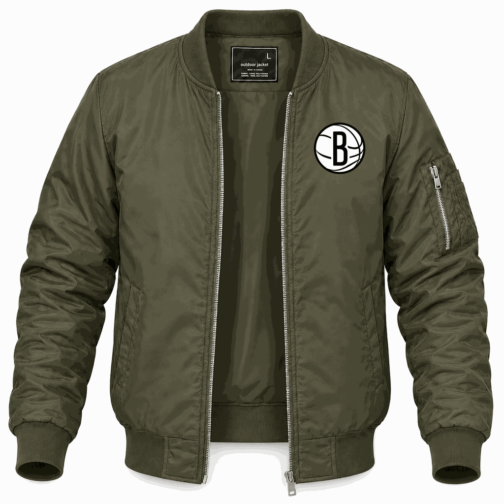 Men's Brooklyn Nets Lightweight Bomber Jacket - Army Green