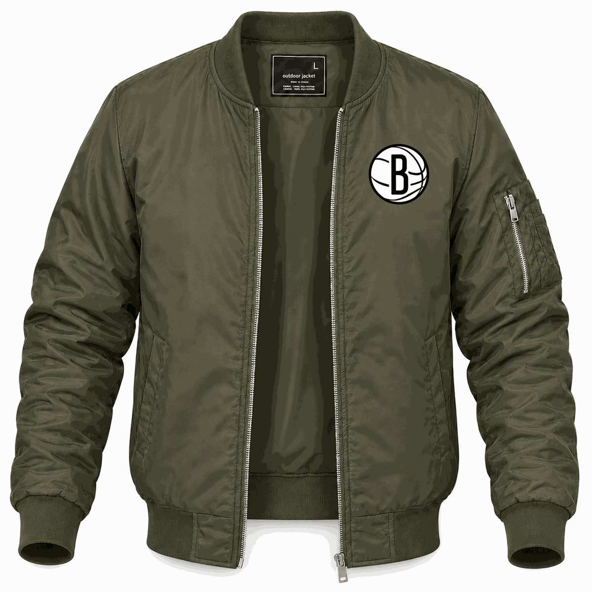 Men's Brooklyn Nets Lightweight Bomber Jacket - Army Green