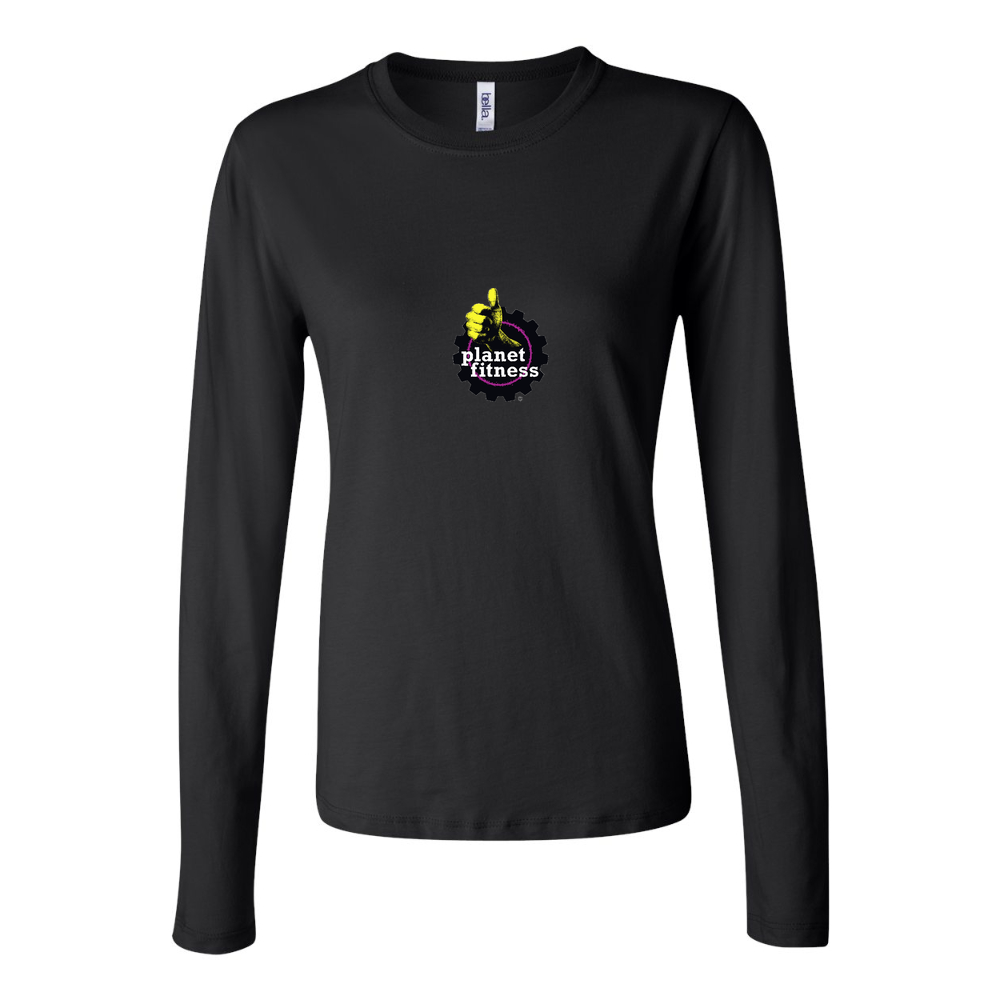 Women's Planet Fitness Logo 1024x575 Long Sleeve T-Shirt - Black