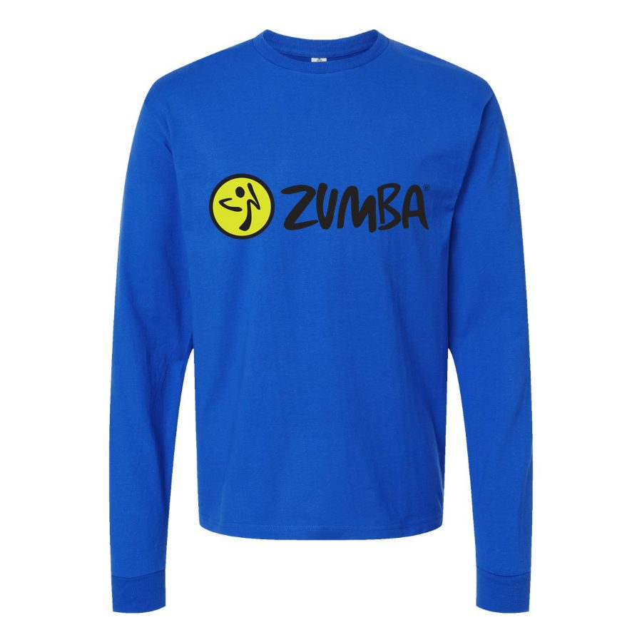 Men's Zumba-Fitness-logo-1536x922 Long sleeves Cotton Blend T-Shirt - Blue