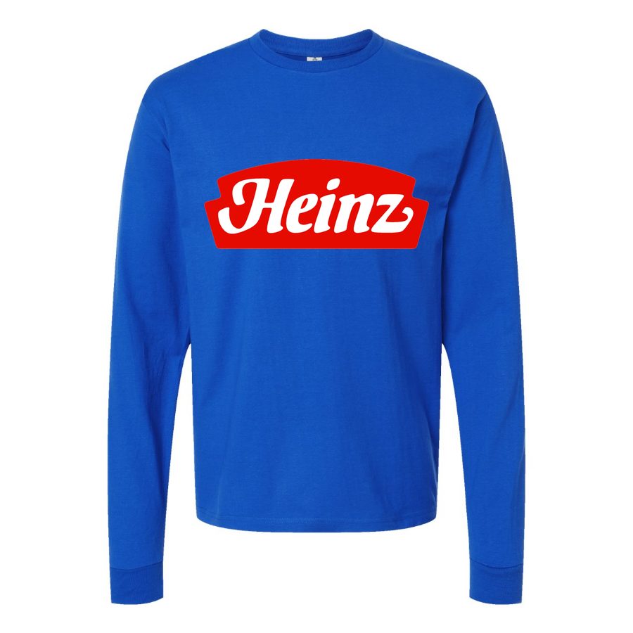 Men's Heinz-Logo-food-1536x864 Long sleeves Cotton Blend T-Shirt - Blue