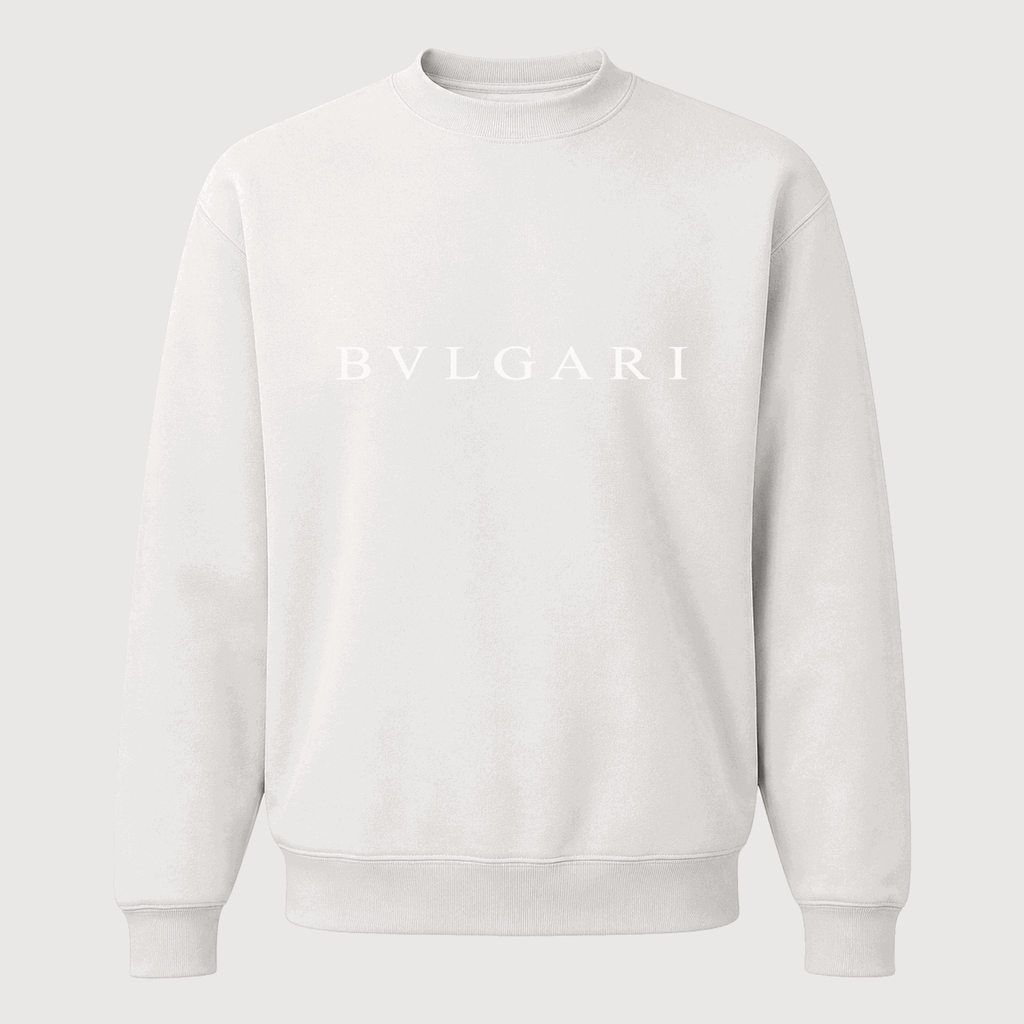 Men's Bvlgari White Logo Crewneck Sweatshirt - White