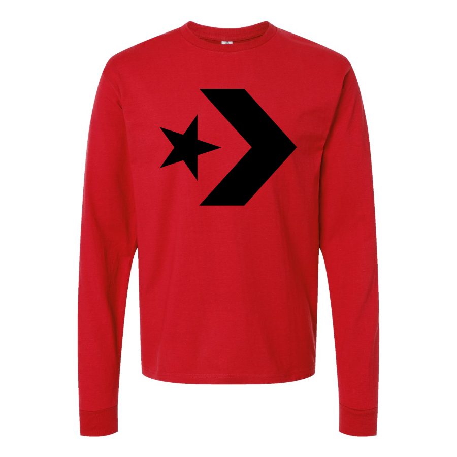 Men's Converse-logo-1536x864 Long sleeves Cotton Blend T-Shirt - Red