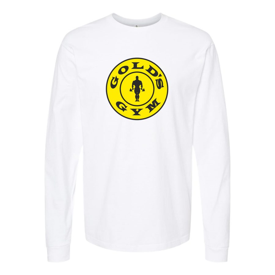 Men's Gold s Gym logo Long sleeves Cotton Blend T-Shirt - White