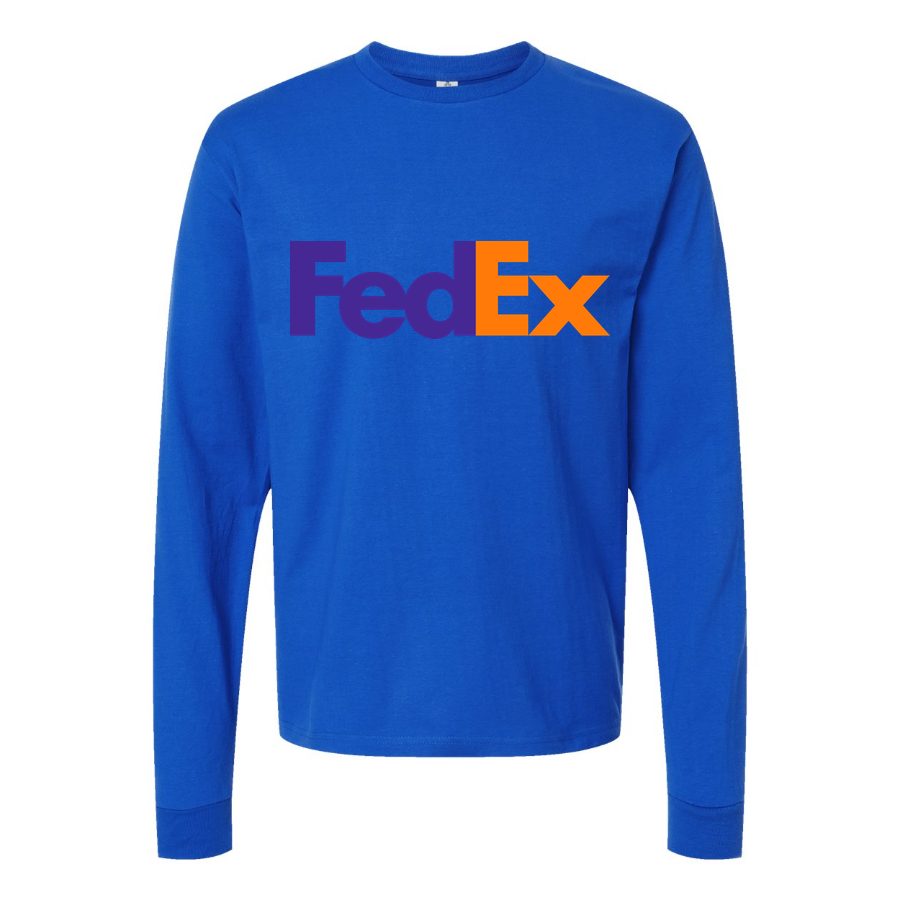 Men's FedEx-Logo Long sleeves Cotton Blend T-Shirt - Blue