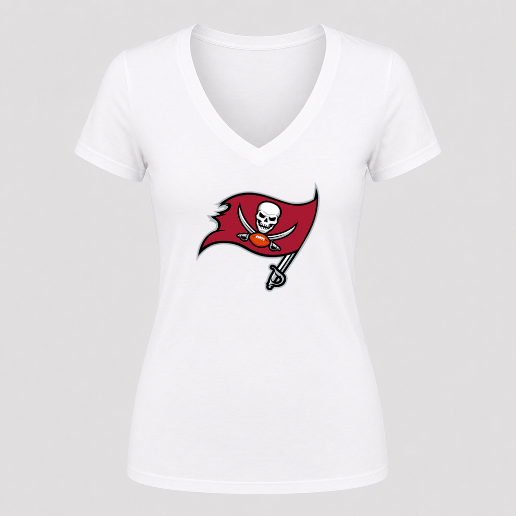 Women's Tampa Bay Buccaneers V Neck T-Shirt in white