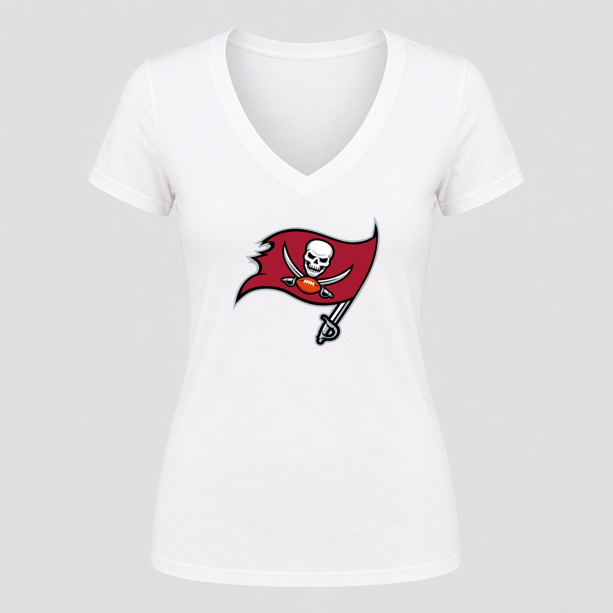 Women's Tampa Bay Buccaneers V Neck T-Shirt in white