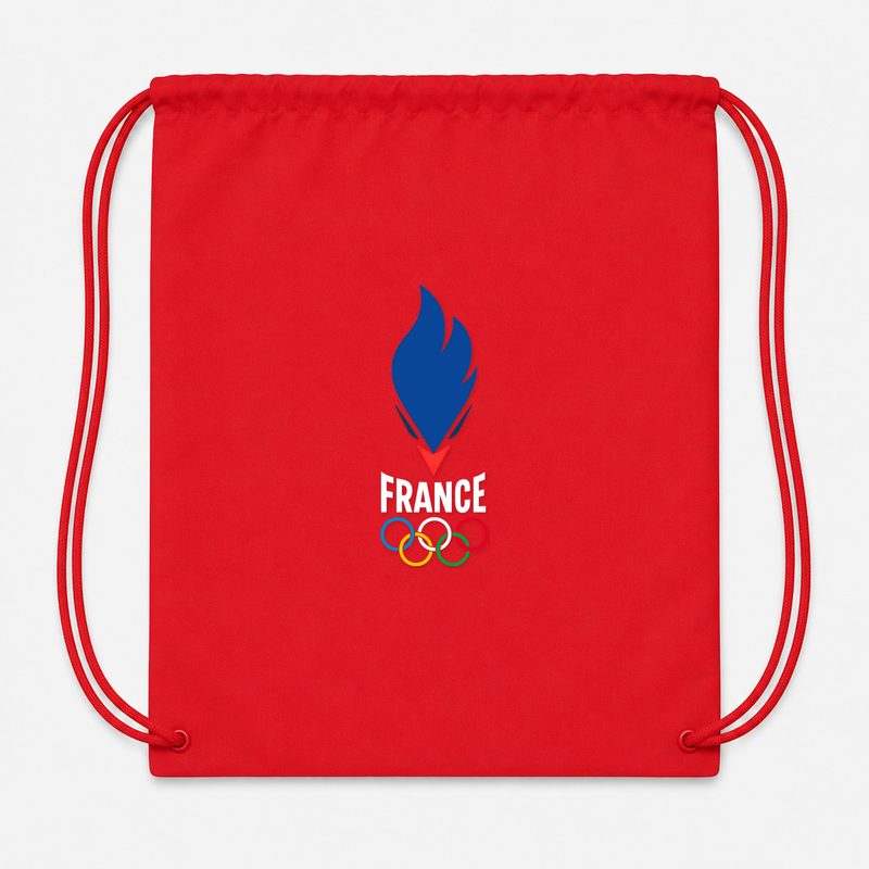 France 2024 White Drawstring Bag - Red