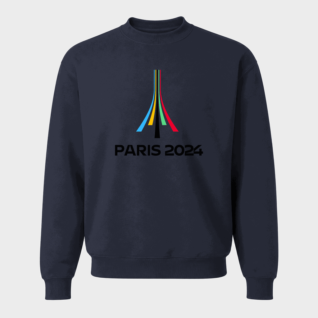Men's Paris 2024 Olympics Black Logo Crewneck Sweatshirt - Navy