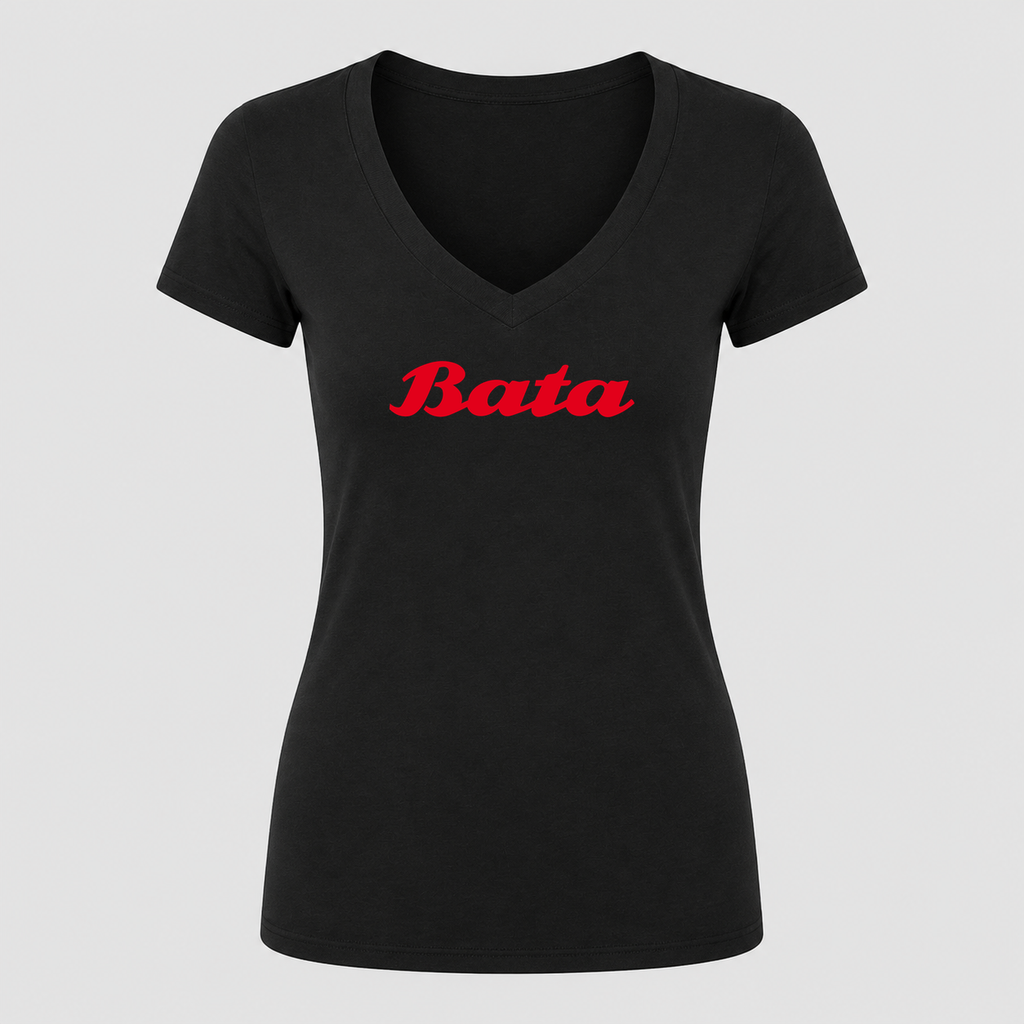 Women's Bata V Neck T-Shirt in black