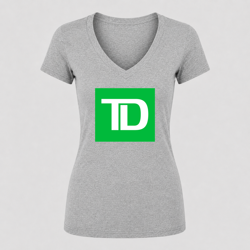 Women's TD Bank V Neck T-Shirt in gray