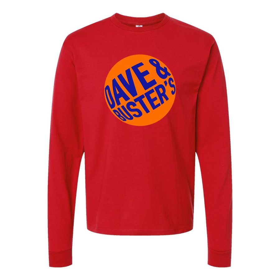 Men's Dave & Buster s Long sleeves Cotton Blend T-Shirt - Red