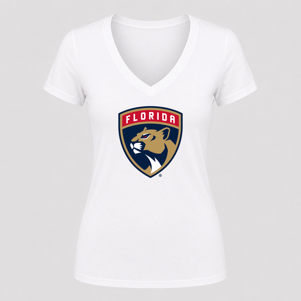 Women's Florida Panthers V Neck T-Shirt in white
