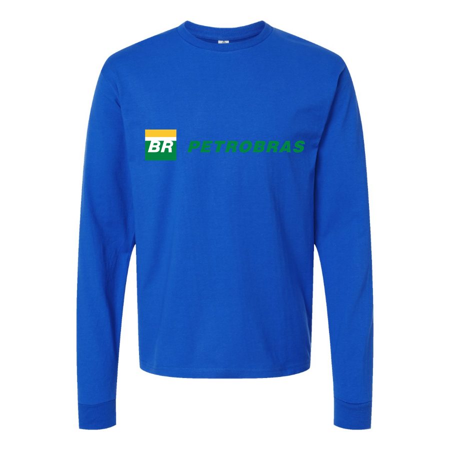 Men's Petrobras-Logo-1536x864 Long sleeves Cotton Blend T-Shirt - Blue