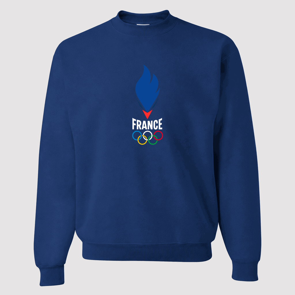 Men's France 2024 White Logo Crewneck Sweatshirt - Blue