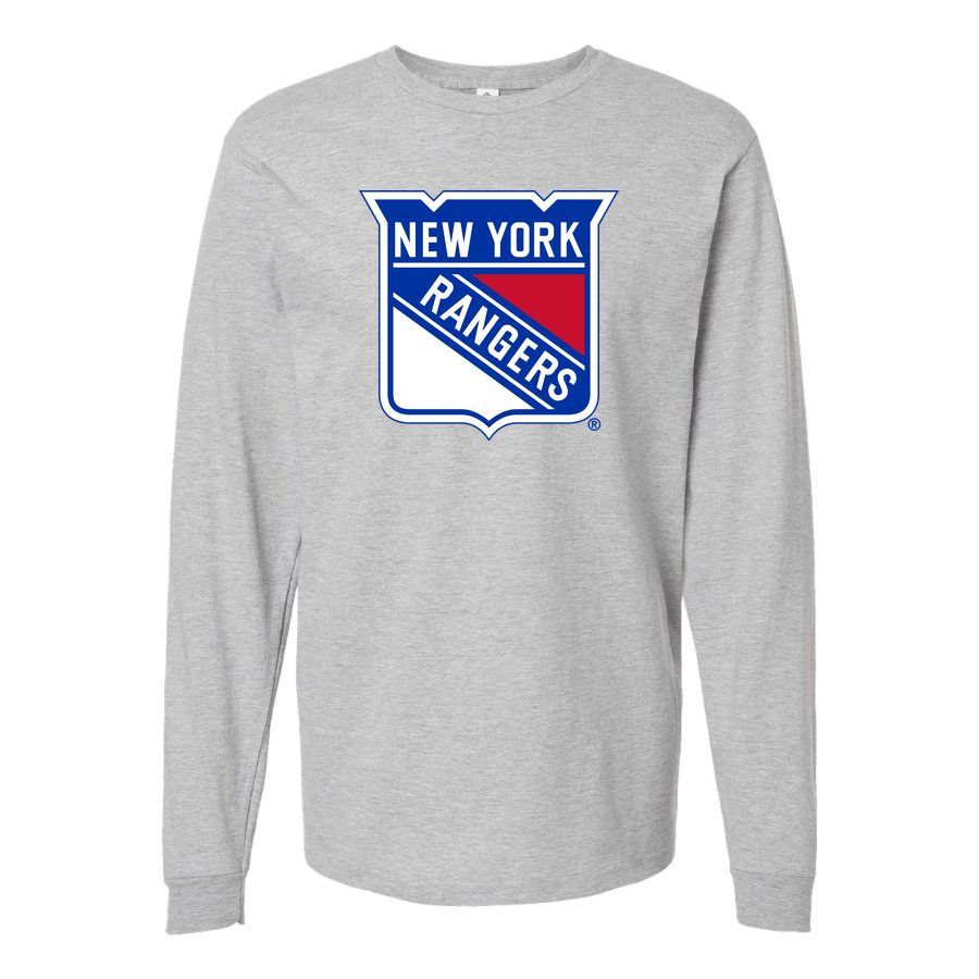 Men's New York Rangers Long sleeves Cotton Blend T-Shirt - Gray