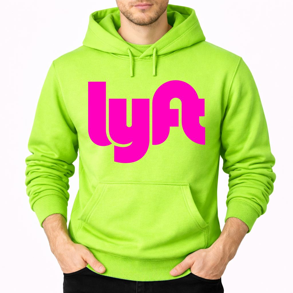 Men's Lyft Pink Pullover Hoodie - Lime green