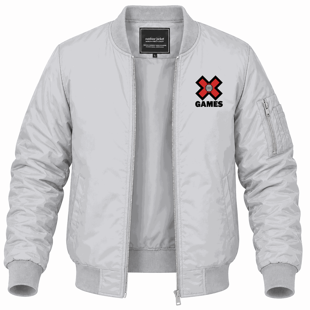Men's X Games logo Lightweight Bomber Jacket - Gray