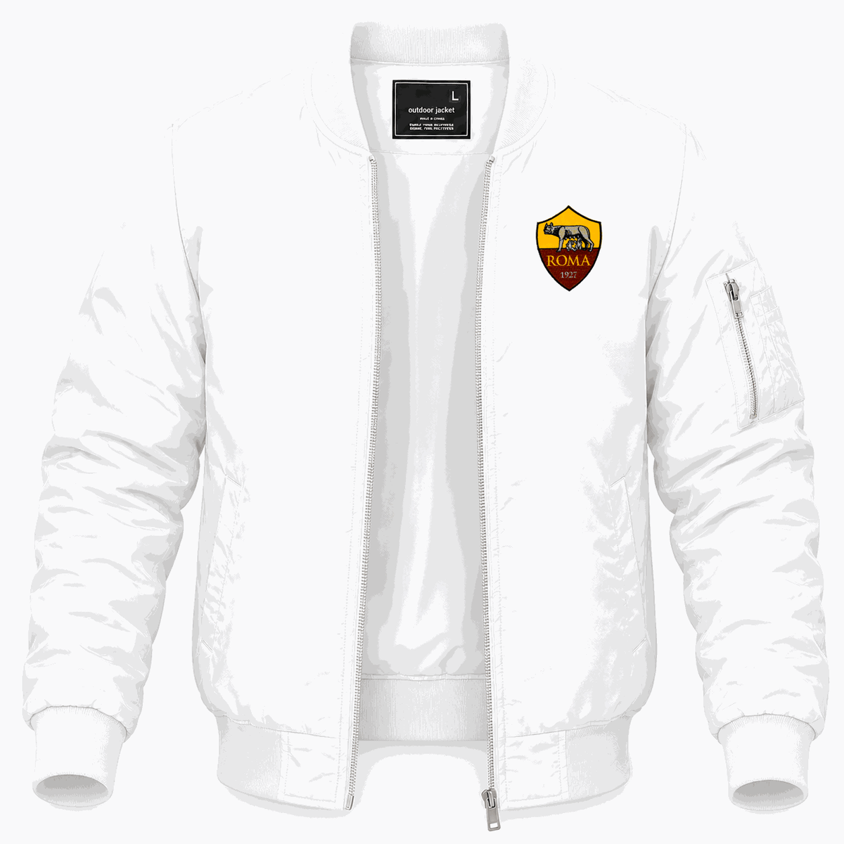 Men's AS Roma FC Lightweight Bomber Jacket - White