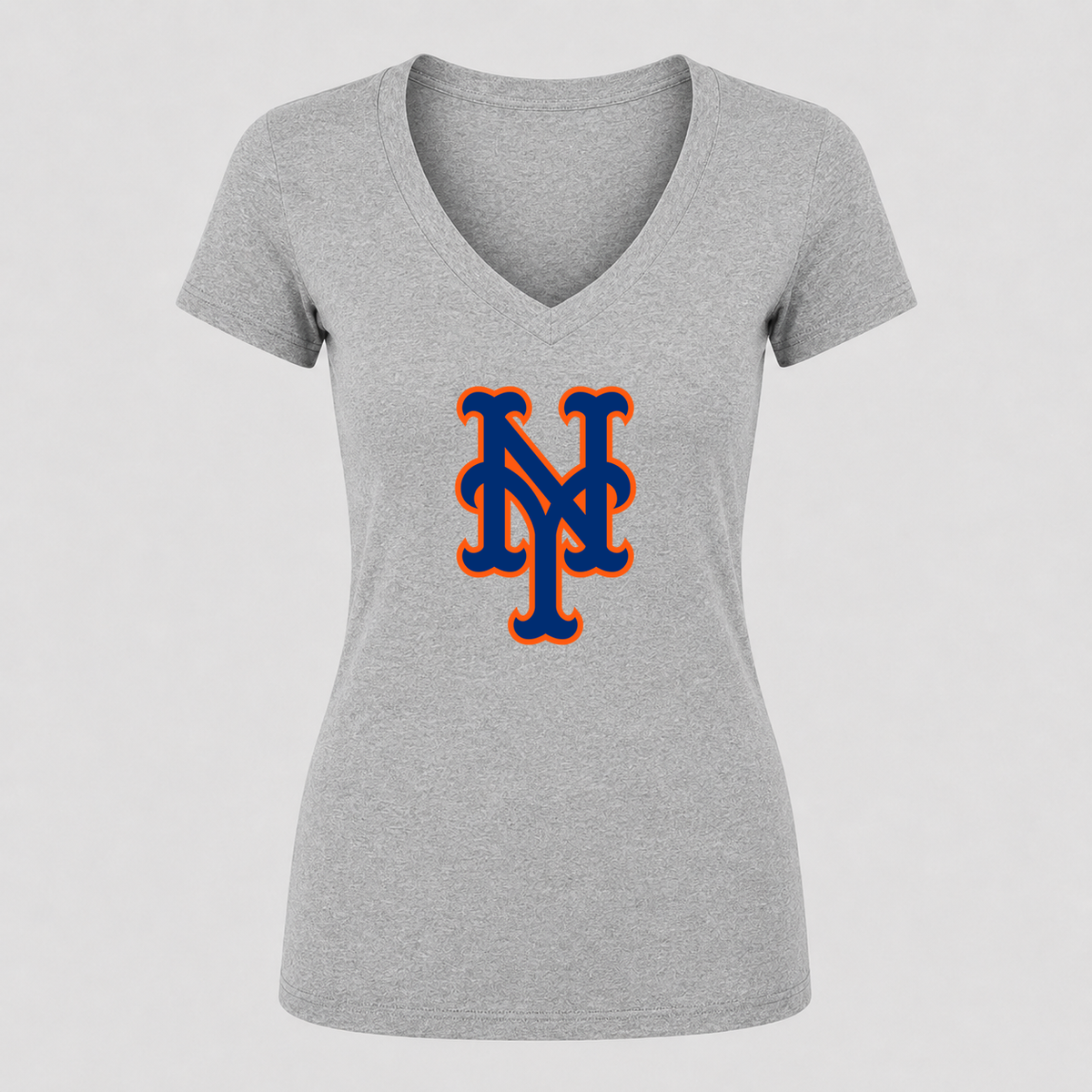Women's New York Mets V Neck T-Shirt in gray
