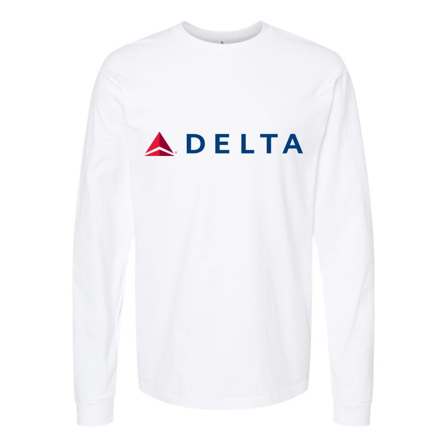 Men's Delta Airlines Long sleeves Cotton Blend T-Shirt - White