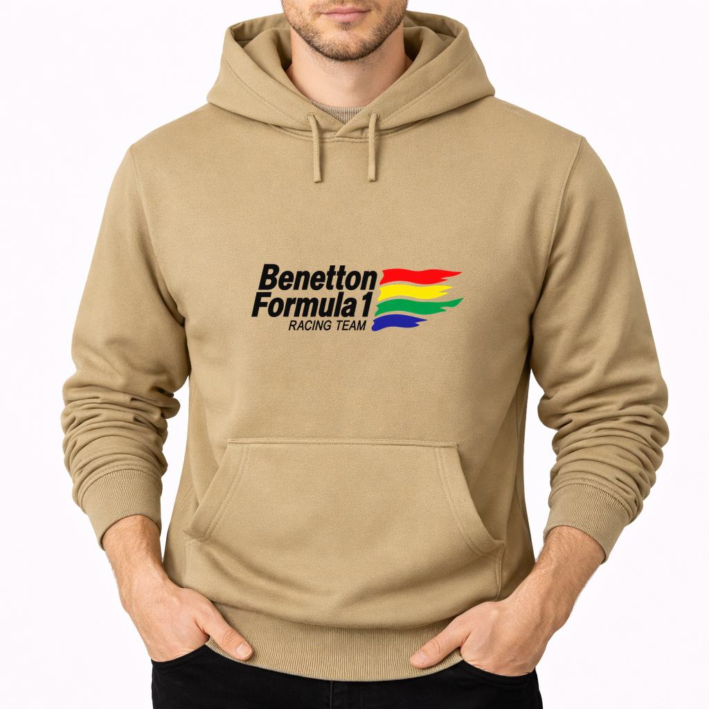 Men's Benetton Formula 1 Racing Team Pullover Hoodie - Tan